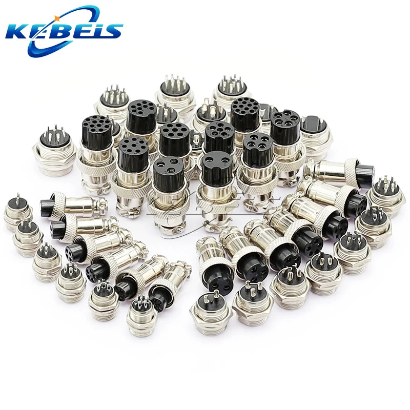 2Set GX12 GX16 GX20 2/3/4/5/6/7/8/9/10 Pin Male Female Butting Wire Cable Circular Aviation Socket Plug Panel Connector