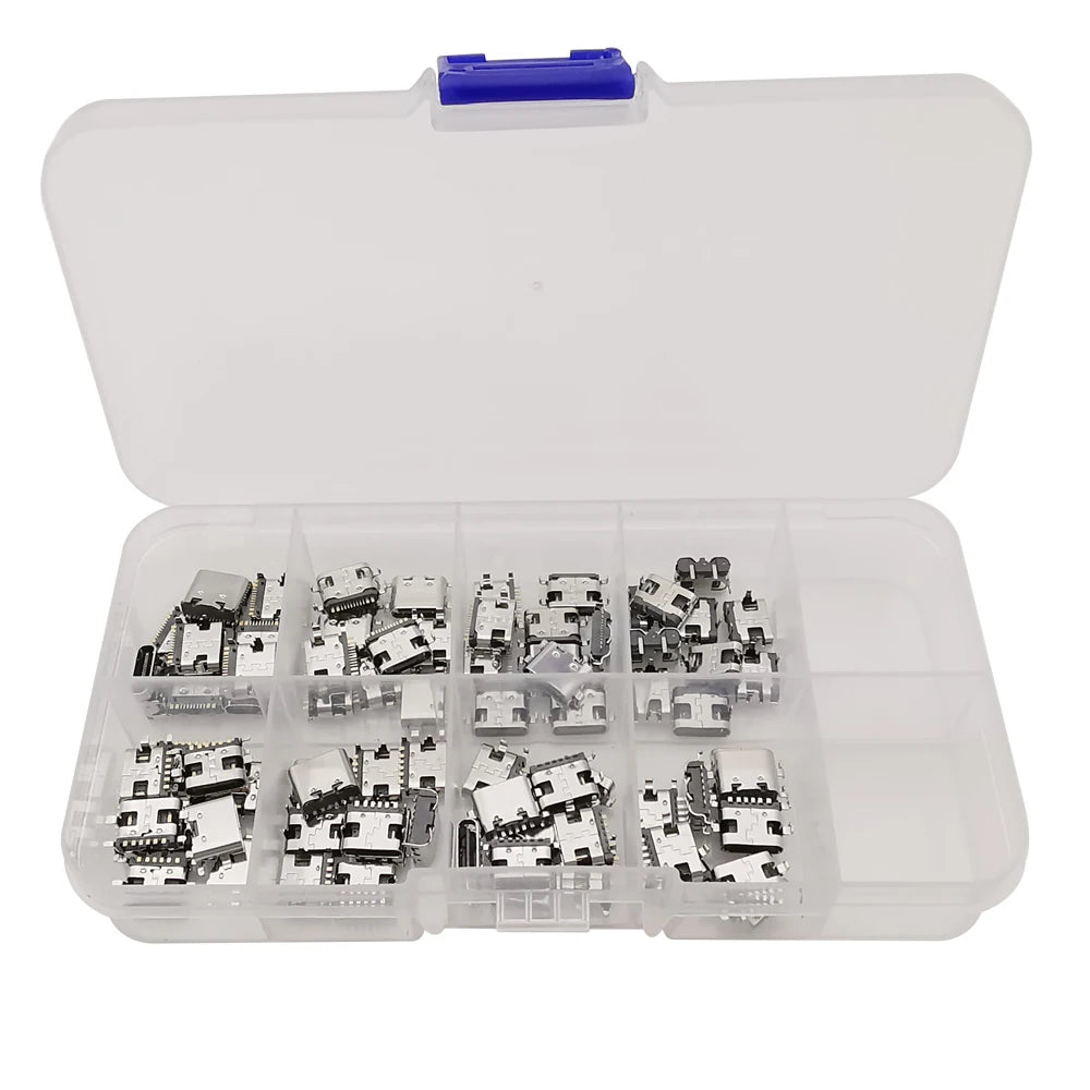80/100Pcs Type C USB Charging Jack Welding Connectors 2Pin 6Pin 16Pin USB-C Socket For Mobile Phone PCB DIY Repair Kits