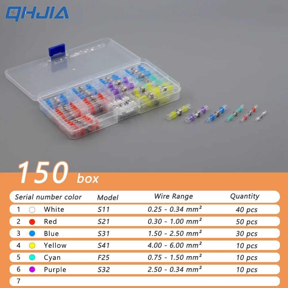 50-500Pcs Waterproof Heat Shrink Tube Solder Insulated Butt Splice Connectors Set for Electrical Wire Terminals - Electric Splic