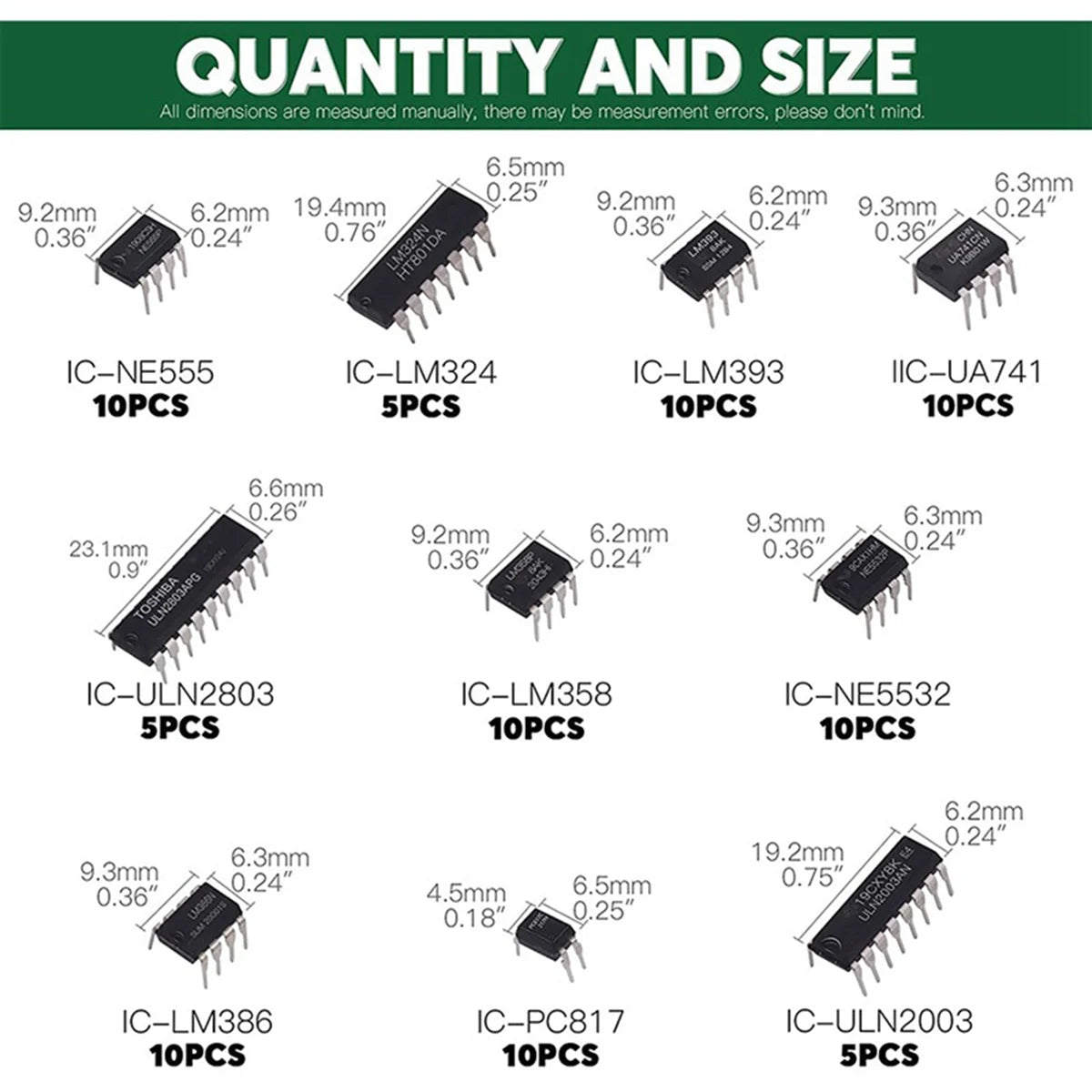 85PCS 10 Specifications IC NE555 LM324 Integrated Circuit Chip Kit-Y41A