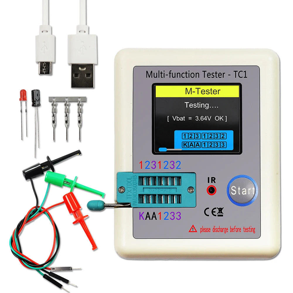 LCR-TC1 LCR-T7 T10H Transistor Tester Multimeter Colorful Display TFT For Diode Triode MOS/PNP/NPN Capacitor Resistor Transistor