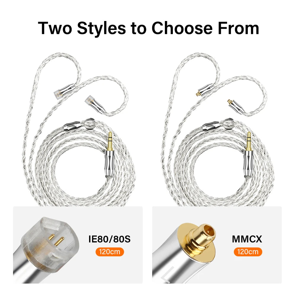 16 Core Silver Plated For iPhone USB C 3.5mm to MMCX IE80 Balanced Cable Connector For Sennheiser Earphone Balance Upgrade Cable