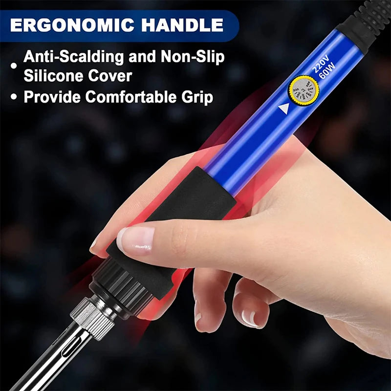 220V 60W 1/3/5/7/8/9Pcs Adjustable Temperature Electric Soldering Iron Electric Soldering Iron Welding Solder Repair Tool
