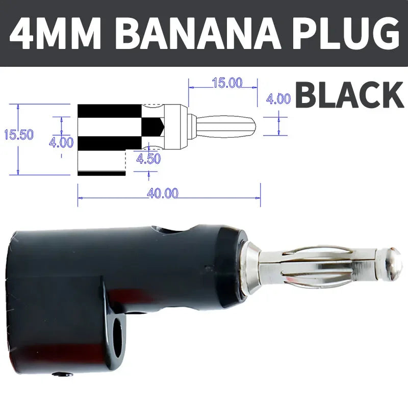 4mm 90 Degree Stackable Banana Plug, Solderless Side Entry Connector for Multimeter Test Leads, Audio Equipment and Power Supply
