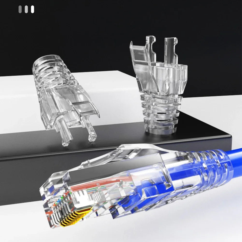 100Pcs/set RJ45 Cat6 Pass-Through Connector and Strain Relief Boot Pack, Various Colors for Crimping Modular Plugs