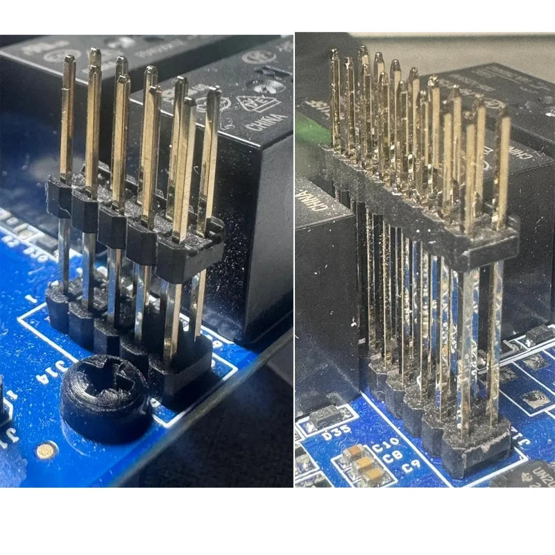 50pcs 2.54mm Straight 2x2/3/4-40p L11.5/13/15/17/19/21/25-50mm Gold Dual Row Double Insulation PCB Board Spacer Male Pin Header