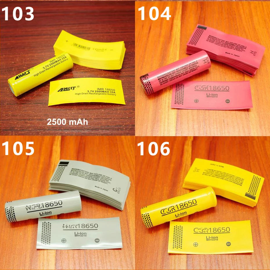 100pcs/lot Shrinkage packaging skin for lithium battery 18650 battery PVC heat shrinkable film insulating sleeve packaging skin