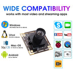 ELP 16MP USB Camera Module Wide Angle PC Webcam with Micro Distortion Lens IMX298 Industrial Lightburn Camera for Raspberry Pi