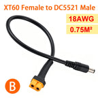 Solar Connection Line XT60 Male/Female Connector To DC5521 18AWG Power Cable Adaptor For Car Battery Charging Adapter Cables