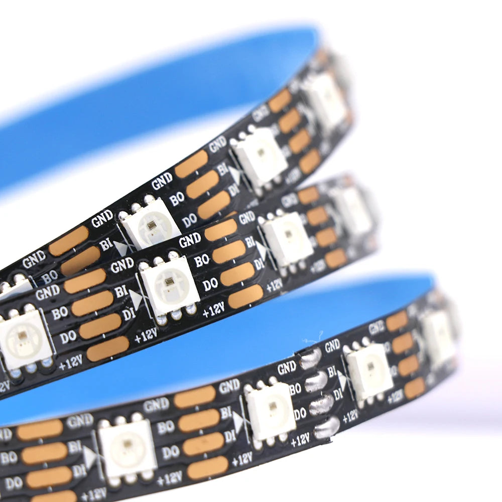 WS2815 DC12V RGB LED Strip 5050 30/60/144LEDs/m Breakpoint Resume Individually Addressable Black White PCB IP30 IP65 IP67 Dream