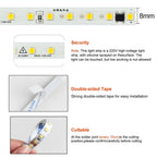 AC220V 230V LED Strip 120LEDs/m 2835 Home Strip High Brightness Ice Blue Green Yellow Pink Flexible And Cuttable Soft Lamp Bar