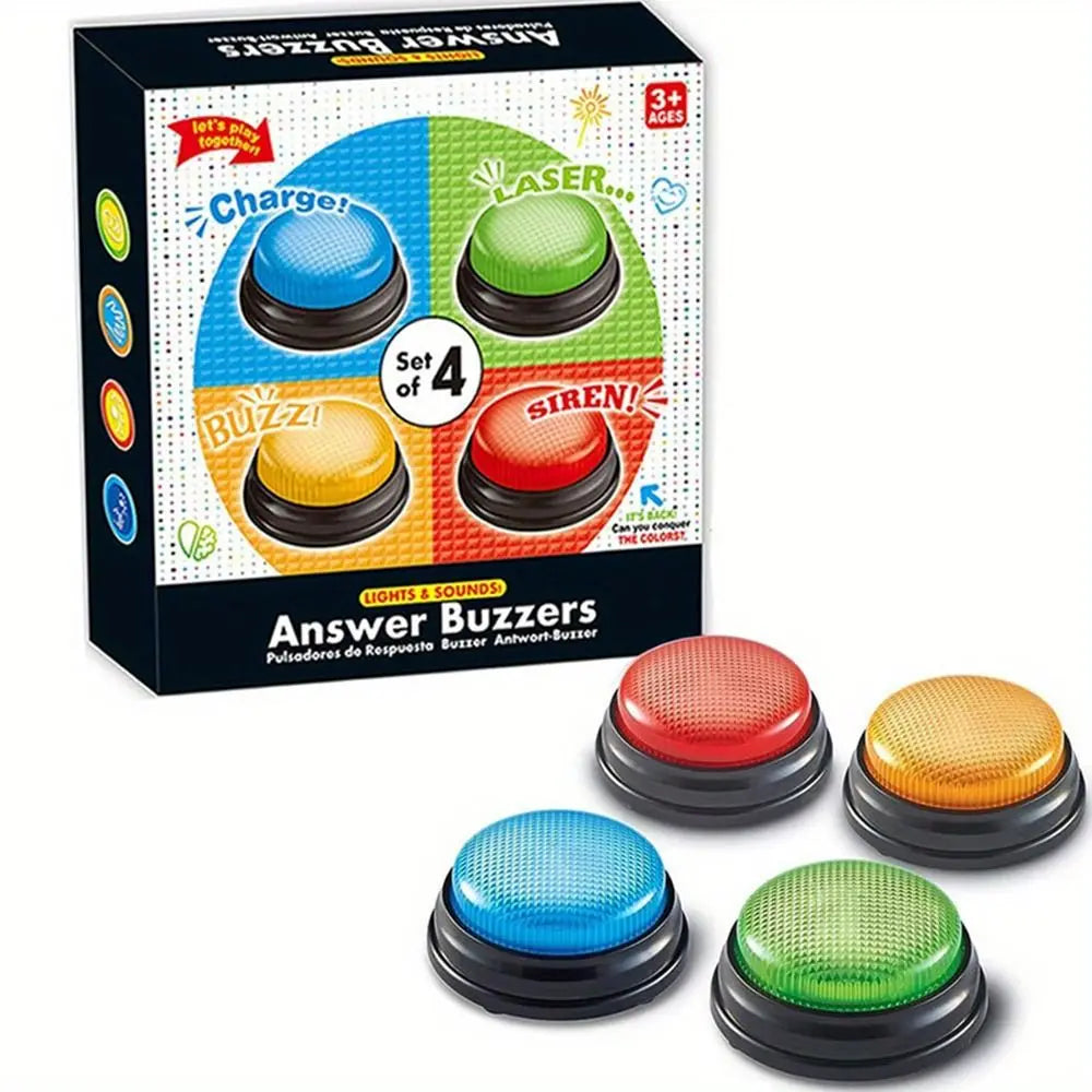 4pcs Fashion 4Colors Answer Buzzers with Lights and Sound Trivia Games Game Buzzers Family Feud Jeopardy Buzzer for Classroom
