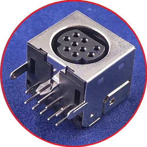 10 Pcs Connnector Mini Din 3 4 5 6 7 8 9 Pin Female Circular Receptacle Power Sockets MD-SM Shield Right Angle Through Holes PCB