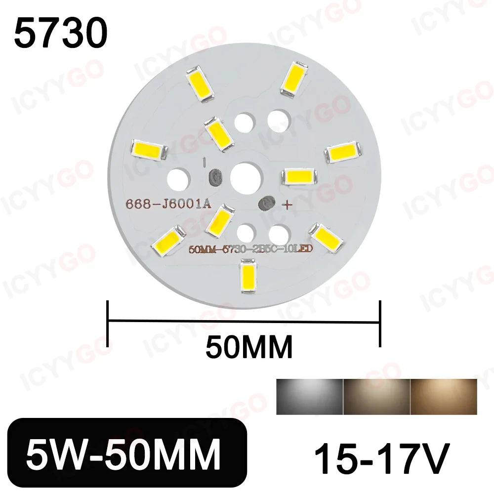 3W 5W LED PCB Board Soldering Wire Plug Wire 32MM 40MM 50MM Bulb Light Source 5730 SMD Light Board, DIY Aluminum PCB