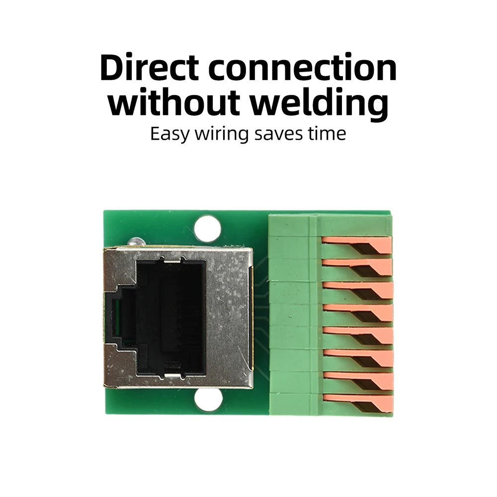 RJ45 Network Port Terminal Block Welding Free Data Adapter Board Female Socket Rail Installation Terminal Connector Power Supply