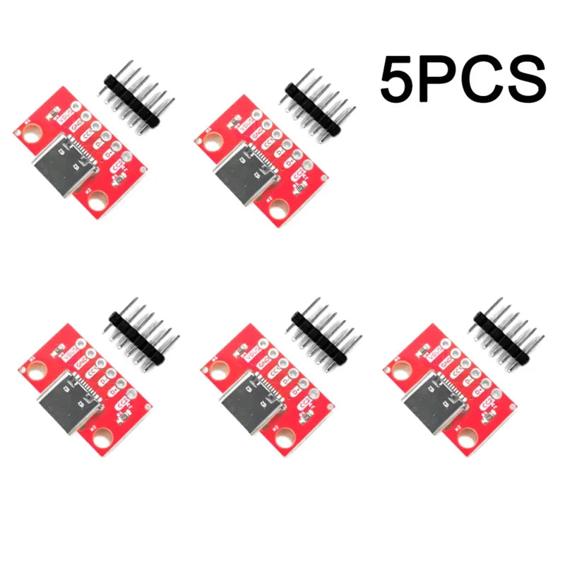 5PCS USB Type C Connector Board 3.1 Serial Basic Breakout Female  Board Red Adapter With Row Needles