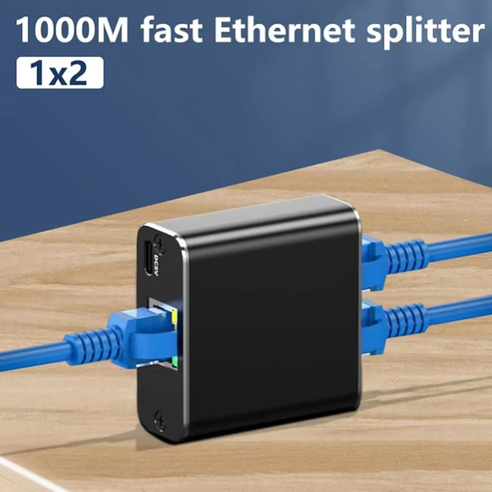 1 to 2 1000M Rj45 Splitter Gigabit Ethernet Adapter Internet Network Cable Extender Rj45 Connector for PC TV Box Router Sharer