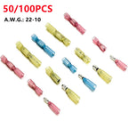 50/100PCS Heat Shrink Bullet Connectors Elelctrical Cable Butt Crimp Terminals Female Male Waterproof Insulated Wire Terminals