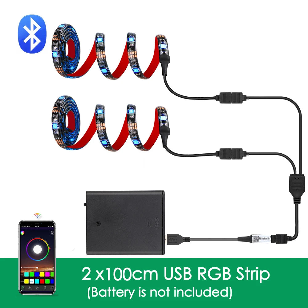 USB Bluetooth RGB Led Strip Light Battery Powered Scooter Flexible Diode Tape Led Backlight For Bicycle Skateboard Bike Lighting