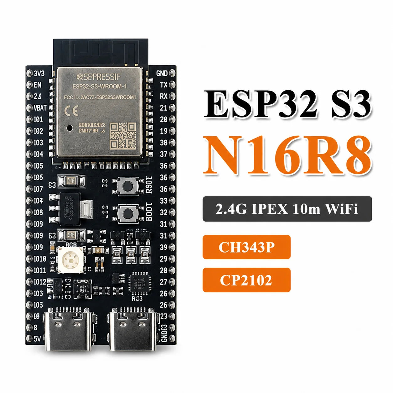 ESP32-S3 ESP32 Development Board WiFi Bluetooth Dual Core ESP-WROOM-32 USB Type-C CP2102 CH340 Compatible Arduino IoT DIY Module