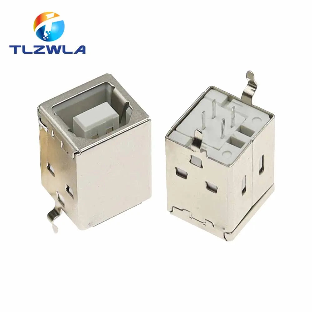 10Pcs Square USB Socket USB B Type Female 180 Degree PCB Welding Parent Connector For Printer Data