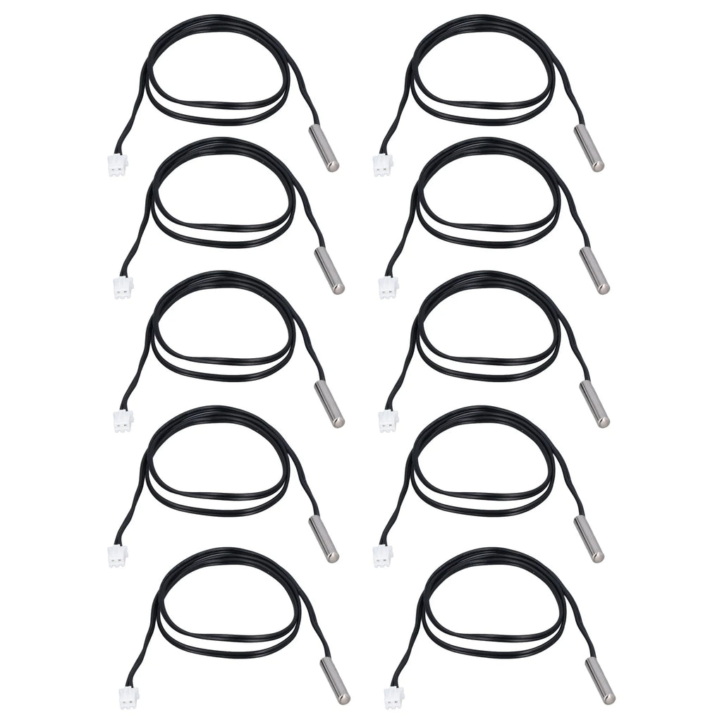 10Pcs Temperature Sensor Probe NTC Thermistor Temp Transducer 5x25mm Cylindrical Head 500mm10K B3435