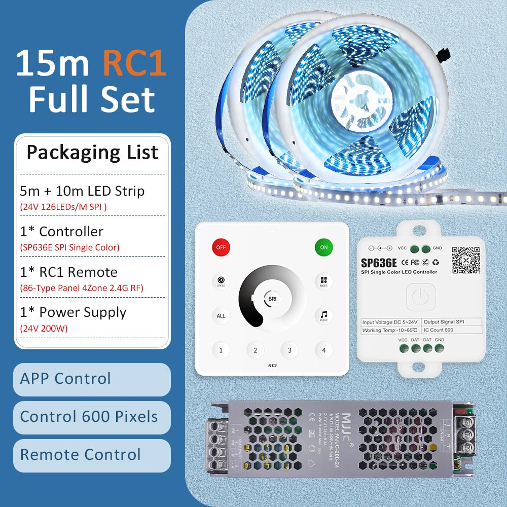 Sequential Led Strip 24v 10M 15M 20M 2835 WS2811 Horse Running LED Ribbon Flowing Water Tape Light with SP636E RF APP Controller