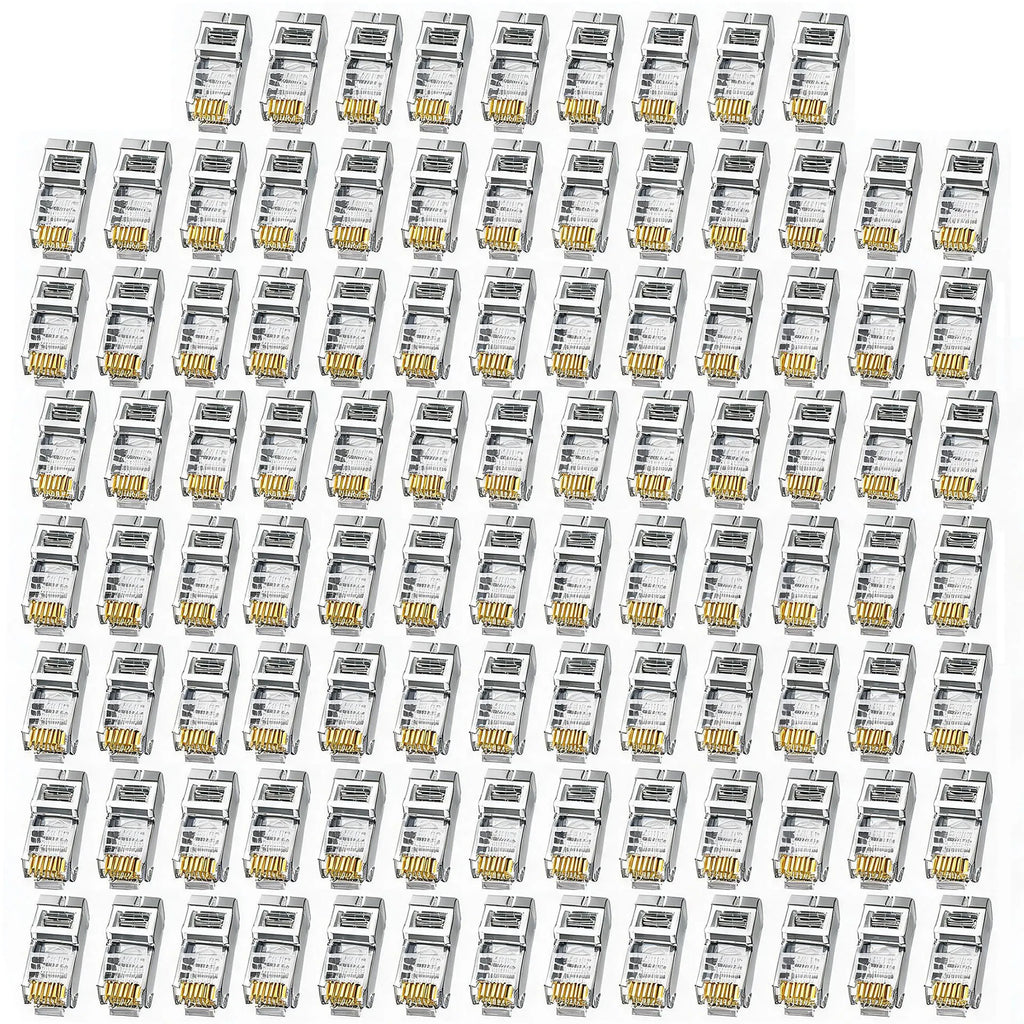 10/50/100Pcs Pass Through RJ45 Cat6 Shielded Connectors Crystal End Gold-Plated 8P8C Crimp UTP Ethernet Modular Plug