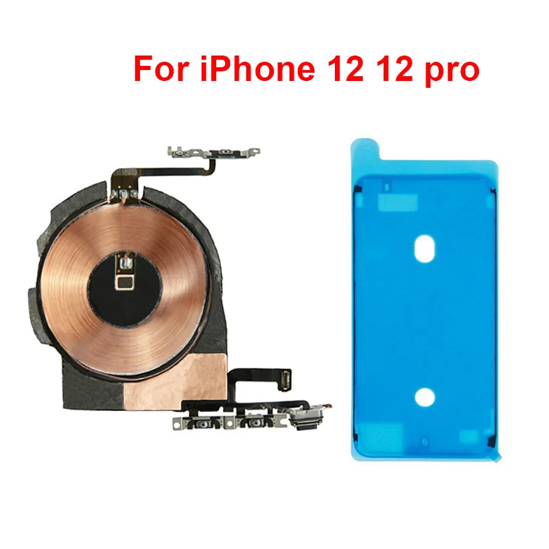 Replacement Wireless Charging Coil NFC Antenna & Volume Flex Cable Compatible with iPhone 8/8P/X/XS/XR/11/12 Mini/Pro Max/SE2