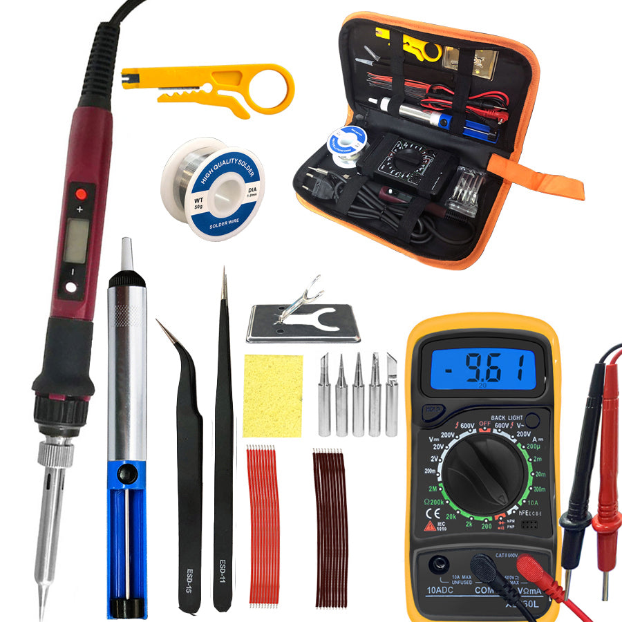 80W Digital Electric Soldering Iron Set Kit 220V 110V Temperature  Adjustable LCD Display Solder Welding Iron Tool Tips
