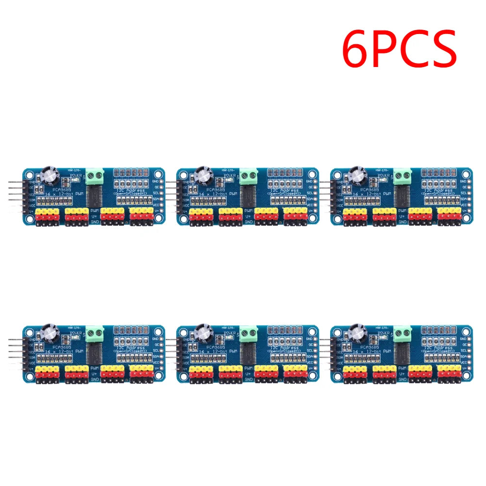 PCA9685 PWM Servo Driver Board IIC Interface 16 Channel 12-Bit PWM Servo Motor Driver Board Controller for Arduino Robot