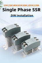 OMCH DIN Rail Solid State Relay SSR With Heatsink 10A 25A 40A 60A 80A 100A 120A DC-AC DC-DC AC-AC Single Phase Control