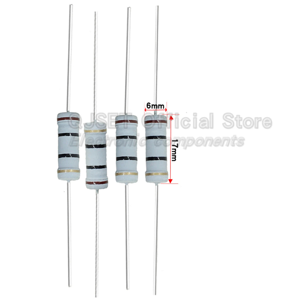100pcs 3W Carbon Film Resistors 5% Tolerance Oxide Film Resistors 3W 1 47 100 220 470 Ohms 1K 4.7K 10K 47K 100k 200k 470k 1M Ohm