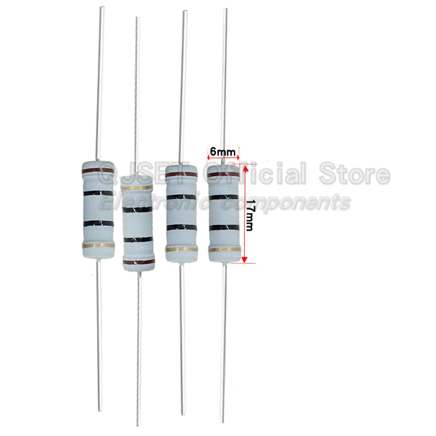 100pcs 3W Carbon Film Resistors 5% Tolerance Oxide Film Resistors 3W 1 47 100 220 470 Ohms 1K 4.7K 10K 47K 100k 200k 470k 1M Ohm