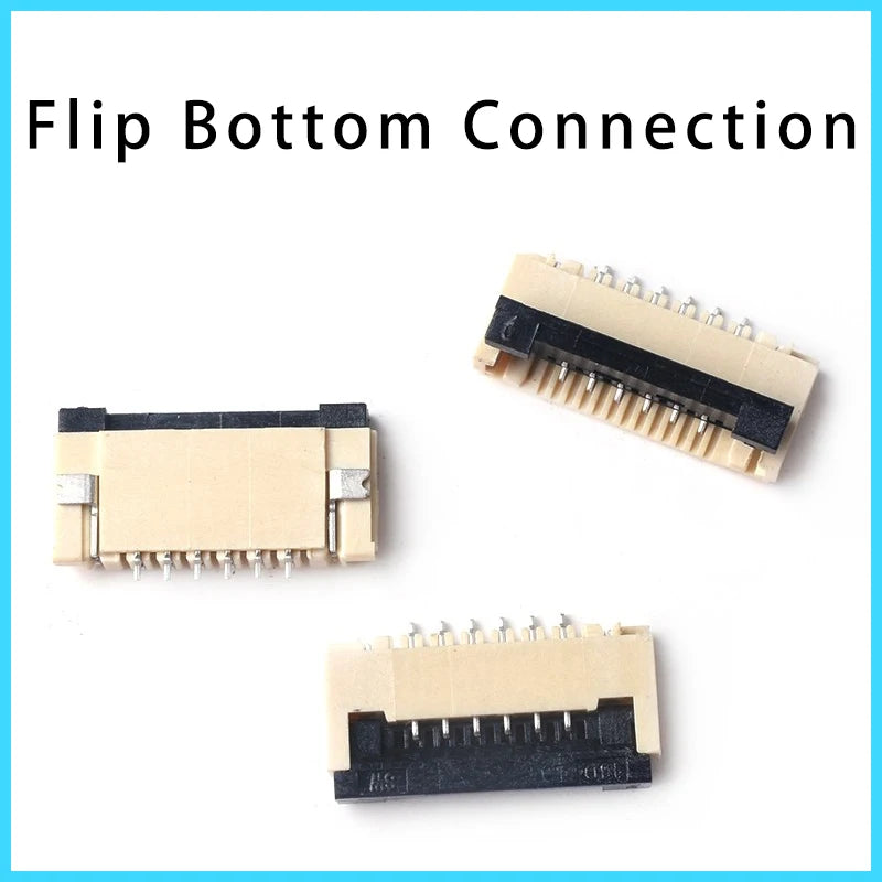 10pcs FPC FFC socket Connector 0.5mm 1mm Pitch Flat Cable Flip bottom connection 4/5/6/8/10/12/14/16/20/22/24/30/34/40/50P