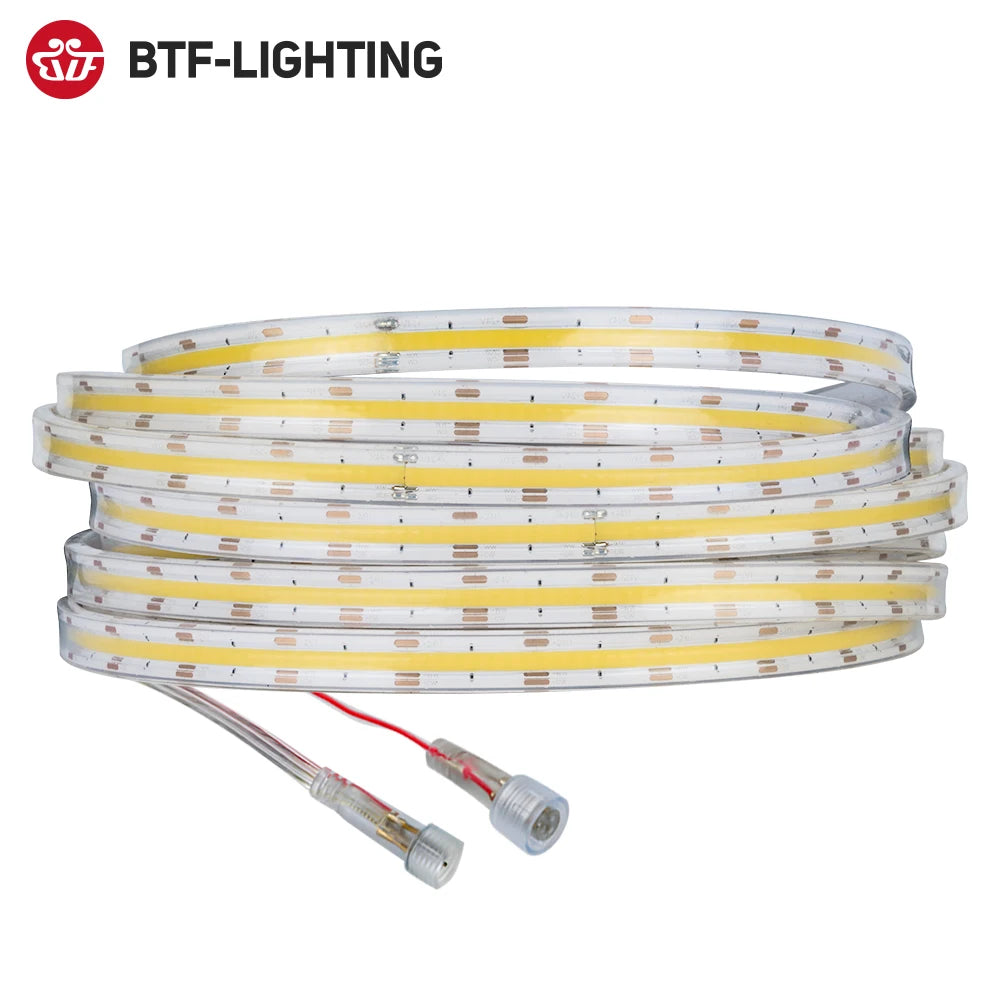 FCOB CCT LED Light Strip 640 LEDs High Density Flexible FOB COB 10mm Led Lights RA90 3000K to 6000K Linear Dimmable DC12V DC24V