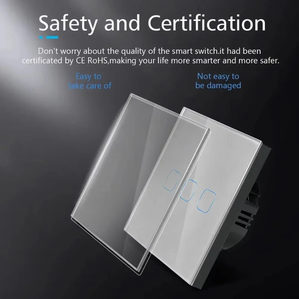 Smart Switches 1/2/3 Gang Wifi Touch Light Wall Sensor Switch Works with Tuya Control Smart Life Google Alexa Alice Yandex
