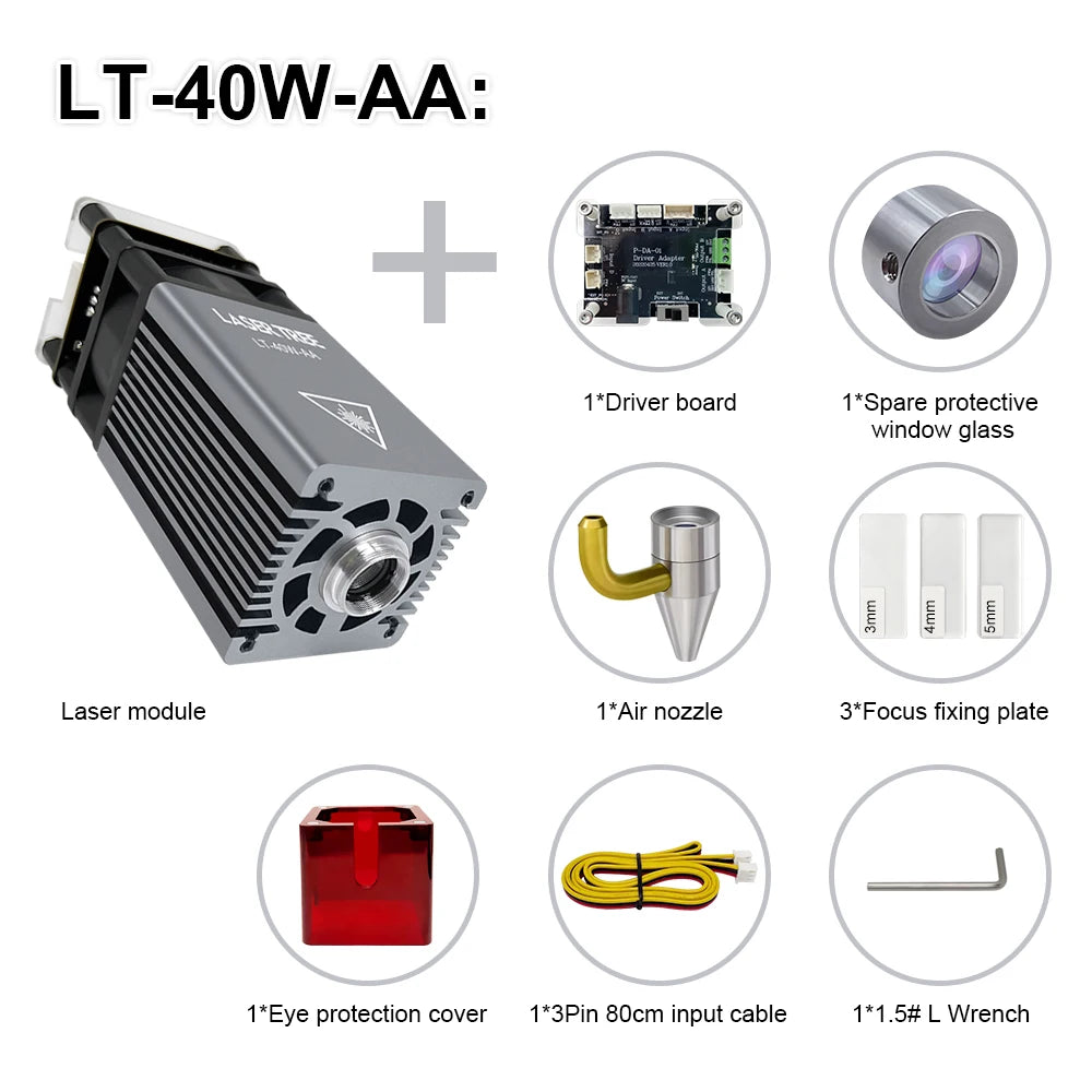 LASER TREE 20W Laser Module 450nm 40W TTL Blue Light Laser Engraver Head for Laser Engraving Cutting Machine Wood Working Tools