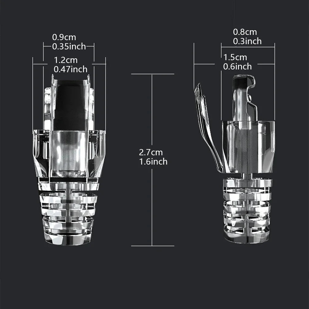 100Pcs/set RJ45 Cat6 Pass-Through Connector and Strain Relief Boot Pack, Various Colors for Crimping Modular Plugs