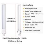 4pcs LED PL G23 GX23 3W4W5W7W Bulb Horizontal Side Plug Ceil CFL PL-S 7W 9W 13W Read Table Desk Lamp Replacement,Remove Ballast