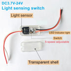 2-1pcs Photocell Sensor 5-level Adjustment Auto on Off Light Sensor Switch 5A DC 3.7V 5V 12V 24V Street Light Photo Control