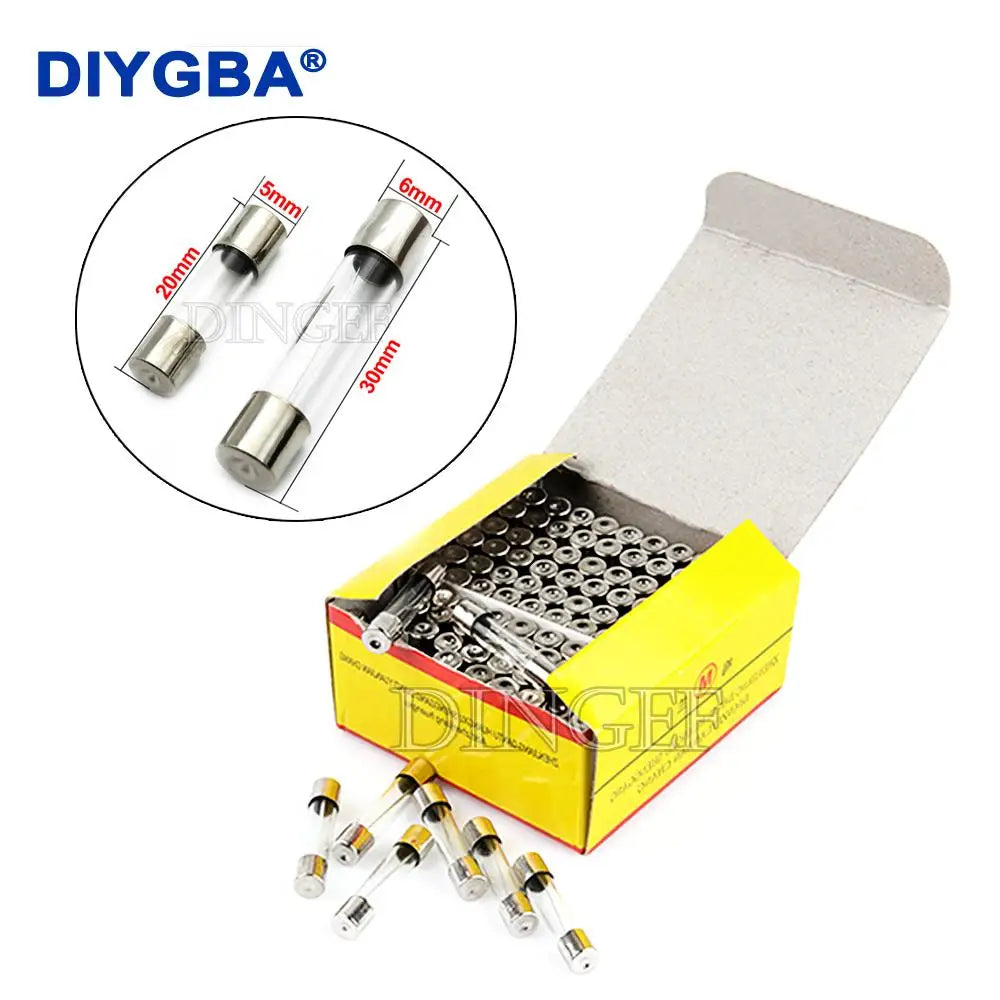 100PCS 5*20mm 6*30mm Fast Blow Glass Tube Fuses 5x20mm 6x30mm 250V 0.5A 1A 2A 3A 4A 5A 6A 8A 10A 15A 20A 25A 30A 0.75A AMP Fuse