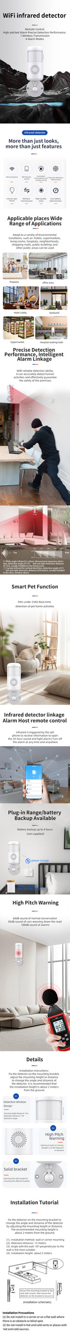 Taya Smart Home PIR Motion Sensor, Human Infrared Detector Alarm, Security, Smart Life, WIFI Connection, APP Viewing, Collaborat