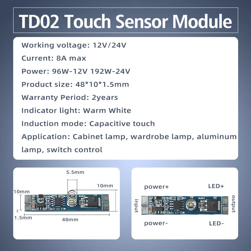 DC12V 24V New Lead-free Sensing Module 8A Pir Motion/ IR Hand Wave/Touch Sensor Module for LED Cabinet Light