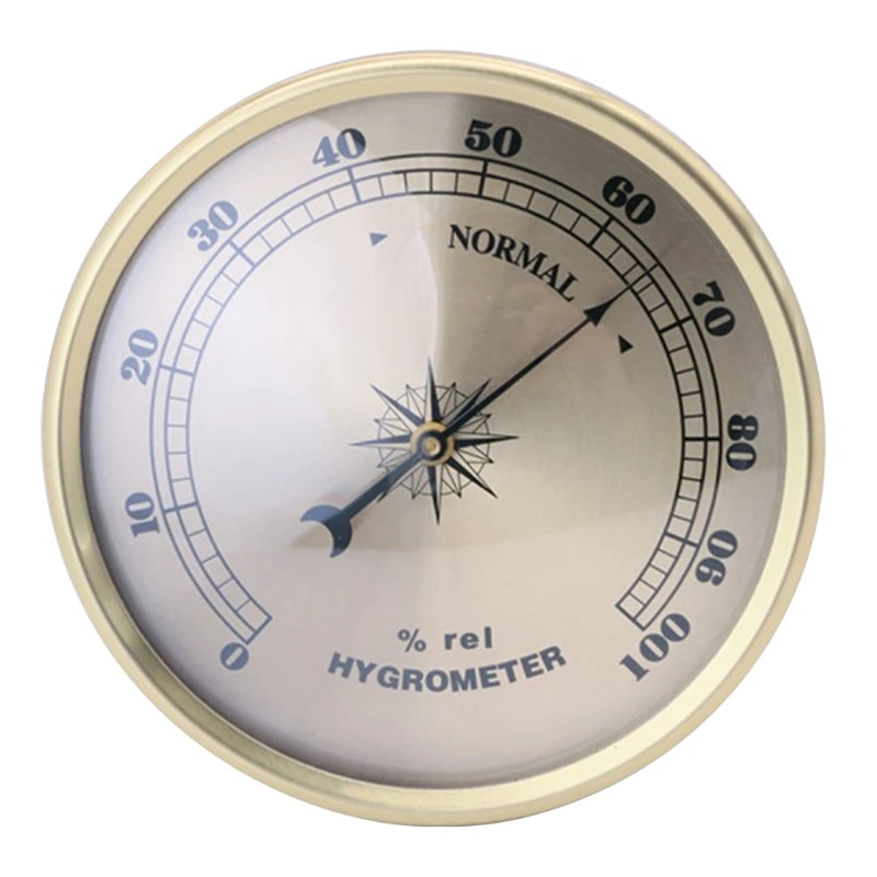 Y1UD Diameter 90mm Gold Frame Wall Hanging Wireless Alarm Clock Barometer Thermometer Hygrometer for Indoor Outdoor
