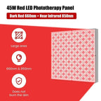 45W Red Light Therapy Panel 660nm&850nm for Body Pain Relief Near Infrared Photon Beauty Instrument Home Use Device LED Light Therapy Lamp for Anti-Aging, Pain Relief, with Stand, Hooks and Sunglasses