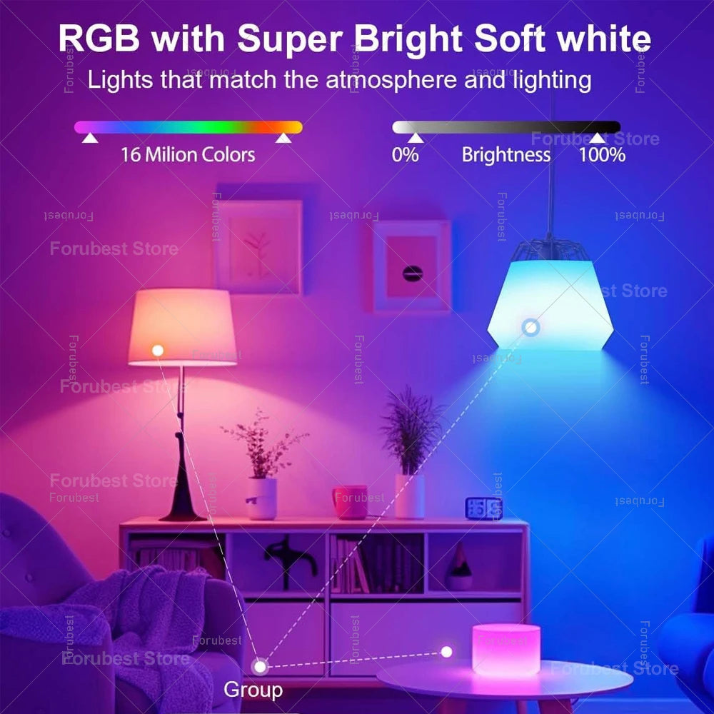 Tuya Smart LED Light Bulb E27 RGB CW 15W 20W WiFi Bluetooth Led Lamp Home Decor Lighting 220V 110V For Alexa Amazon Google Voice