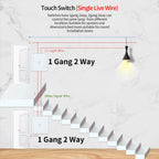 NYWP EU 86*86mm 1Gang 2Way Dual Touch Switch Tempered Glass Panel Stair Switch Bedroom Sensor Switches Cross No Need WI-FI