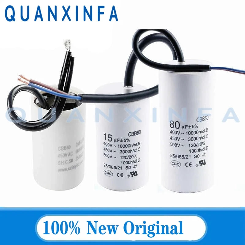 CBB60 450V AC Starting Capacitor 5% 3/4/5/6/8/10/12/14/15/16/18/20/25/30/40/45/50/60UF for Washing Machine Motor Run Capacitors