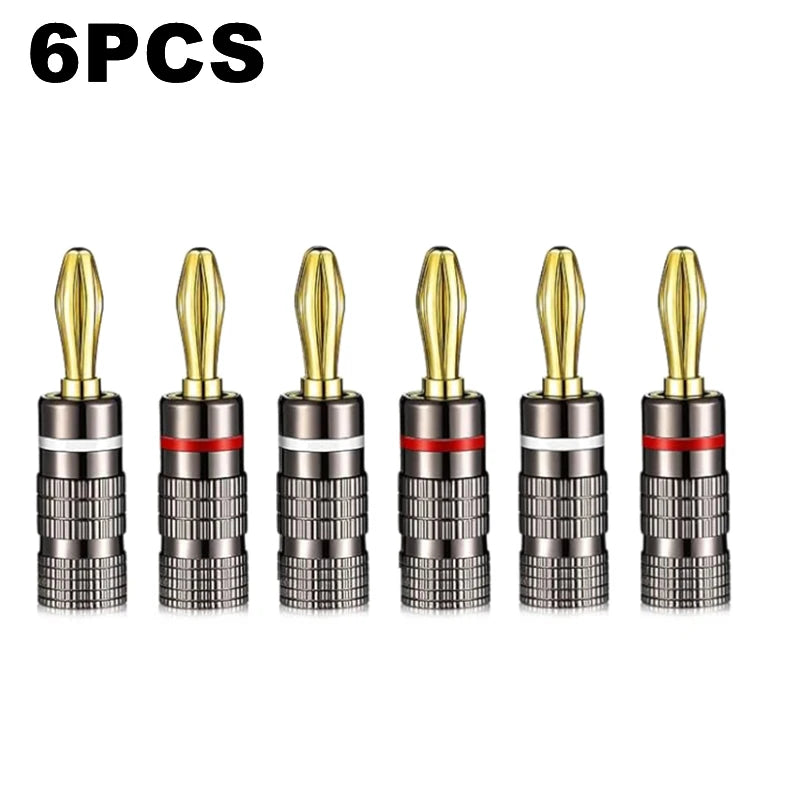 1-10PCS Dual Screw Locking 4MM Banana Plugs 24KGold Plated Copper OFC Speaker Connector for HIFI Audio System Terminal Adapter